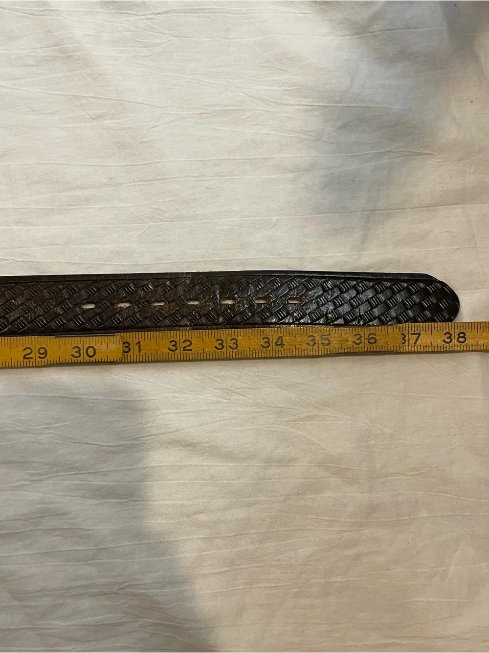 Justin Tooled Basketweave Leather Belt Brown Made USA Western Casual 38 40